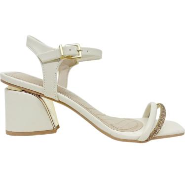 Imagem de Sandália Feminina Casual Dia a Dia Salto Grosso Médio com Strass Ramarim 2428202