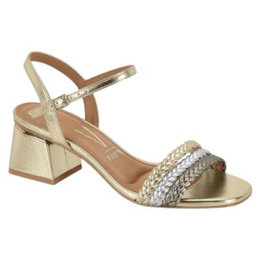 Imagem de Sandália Festa Salto Médio Tiras Trançadas Vizzano 6428.349 (Dourada, BR, Adulto, Numérico, 35)