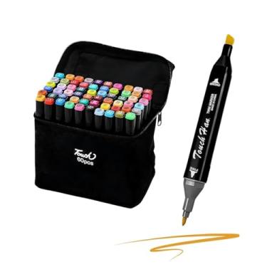 Imagem de Marcadores de Ponta Dupla de Álcool de 60 Cores Preto LUVINco Canetas Marcadoras de Arte com Porta-canetas para Crianças Adultos Colorir Pintar Esboçar (60)