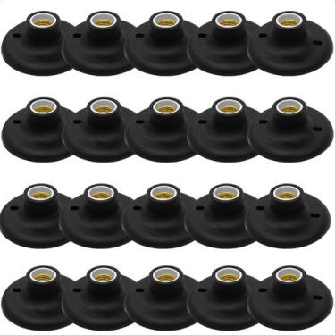 Imagem de Kit 20 Plafons Taschibra Porcelana Redondo E27 Bivolt, Preto