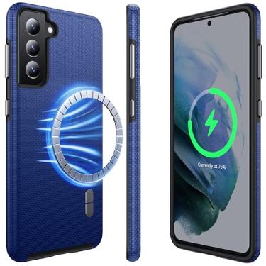 Imagem de NJROW Capa magnética forte para Samsung Galaxy S21 compatível com MagSafe [não compatível com S21 Plus/FE/Ultra] [camada dupla resistente][militar à prova de choque] robusta para Samsung Galaxy S21