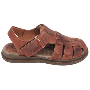 Imagem de Sandália Masculina de Couro com Palmilha Anatômica Ortopédica Confortável Anti Stress Rajoan (Pinhão, BR, Adulto, Numérico, 39)