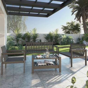 Imagem de Conjunto Banco 2 e 3 Lugares Poltrona e Mesa Madeira Maciça Orquídea Yescasa