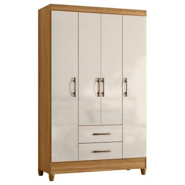 Imagem de Guarda Roupa Solteiro Paraty 4 Portas Freijó Off White - Moval