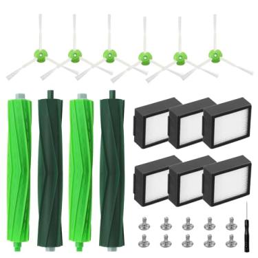 Imagem de Peças de reposição para aspirador de pó iRobot Roomba i8 i8+ i7 i7+ i6 i6+ i4 i3 i3+ Plus J7 E5 E6 E7 série i&E&J, 2 conjuntos de escovas de borracha multisuperfícies + 6 filtros HEPA + 6 escovas para