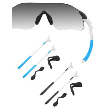 Imagem de HILEEN Óculos de sol brancos de substituição para óculos de sol Oakley EVZero Path Pitch Range Stride - preto + azul celeste