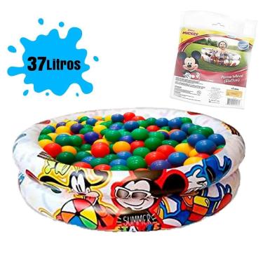 Imagem de Piscina Infantil Mickey Inflável Criança 37 Litros + 50
