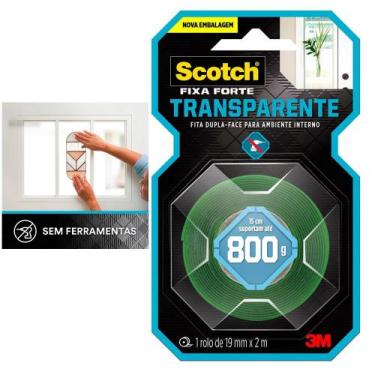 Imagem de Fita Dupla Face Transparente 3M Scotch Fixa Forte 12mm x 2m Uso Intern