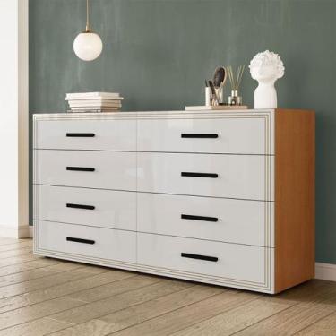 Imagem de Cômoda Valência 8 Gavetas Freijó/Branco - Politorno, Marrom, Moderno
