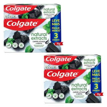 Imagem de Kit 2 Pack Creme Dental Colgate Natural Extracts Carvão Ativado e Ment