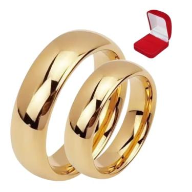 Imagem de Par de Alianças de Casamento Noivado Premium 6mm Lisas Extra Luxo Banhada a Ouro 18k Original