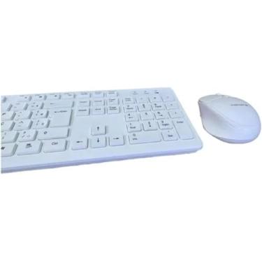 Imagem de Teclado sem Fio, Design Slim, Layout QWERTY, Branco com mouse
