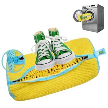 Imagem de Bolsa para máquina de lavar sapatos – Bolsa de roupa de tênis para lavadora e secadora, bolsa protetora de malha de chenille para sapatos com zíper YKK, durável e reutilizável para todos os sapatos