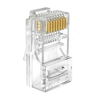 Imagem de Conector Cristal RJ45 Cat5e/Cat6e EZ Exbom Vazado, CONT-RJ45V1K, 8P8C - Unidade