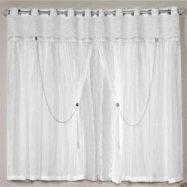 Imagem de Cortina Varão Rainha 2,00X1,70M Sala Linha Nobre Branca - Casa Show En