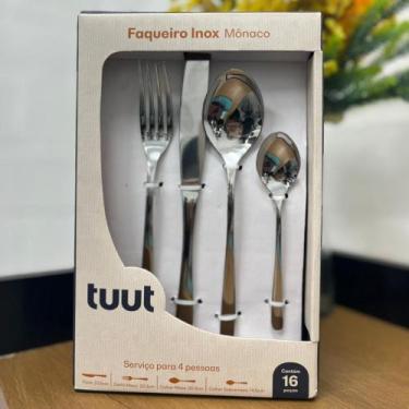 Imagem de Faqueiro aço inox conjunto talheres monaco 16 peças tuut
