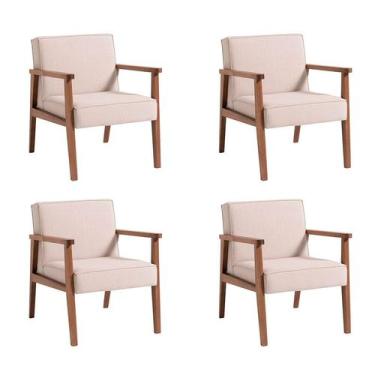 Imagem de Conjunto com 4 Poltronas New Julia Bege e Nogueira - Mobly