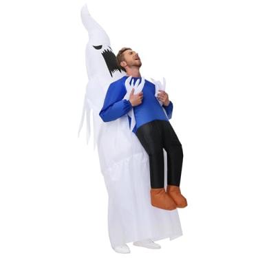 Imagem de anroog Fantasia inflável para adultos, fantasia de abdução de fantasma, fantasia de fantasma de Halloween para homens e mulheres, festa cosplay, Fantasma branco, One Size Fits Most