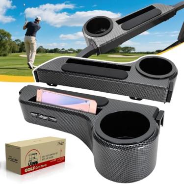 Imagem de Roykaw Apoio de braço de carrinho de golfe com suporte de copo, apoio de braço para assento traseiro sem perfuração com suporte de telefone, universal compatível com EZGO Club Car Yamaha modelo de