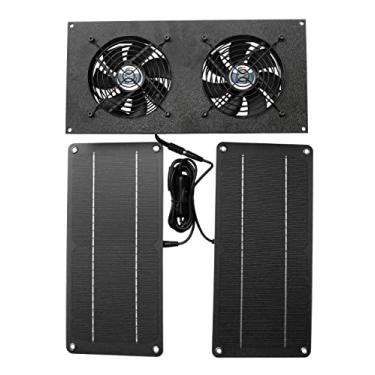 Imagem de CoolerGuys Kit de ventilador duplo alimentado por energia solar de 10 W para pequenos galinheiros, estufas, casinhas de cachorro, galpões e outros compartimentos