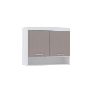 Imagem de Armário Aéreo Maleiro Modulado 97cm 2 Portas Alpes Luciane Móveis Branco Pf Com Cinammon Pf