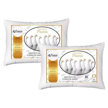 Imagem de Kit 2 Travesseiro Pluma de Ganso Descanso Antiacaro 70x50cm - oem