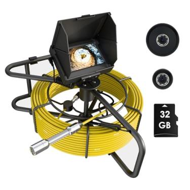 Imagem de Câmera de esgoto de 30,5 m, câmera de cobra de tubo de 4,3 polegadas com função DVR, inspeção de drenagem de encanamento com luz LED, endoscópio industrial impermeável de 17 mm para tubo de drenagem