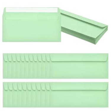 Imagem de PATIKIL Pacote com 24 envelopes de negócios verde claro nº 10, envelopes coloridos autoselados tamanho carta para convites de escritório de correspondência, 10 x 23 cm