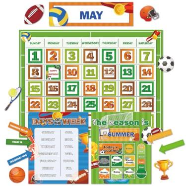 Imagem de Conjunto de quadro de avisos de futebol esportivo para decoração de sala de aula, basquete, futebol e estações, tabela meteorológica esportiva, quadro de avisos CTP, cortes de papel para professores