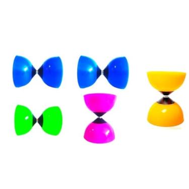 Imagem de Diabolo Yoyo Profissional Com Baqueta Kit Com 5 Unidades (2 Azuis 1 Verde 1 Lilás 1 Laranja)