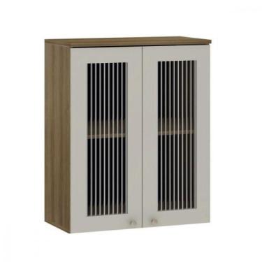 Imagem de Armário Aéreo 2 Portas Vidro Canelado 80cm Isis Luciane - LUCIANE MÓVE