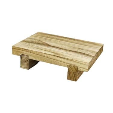 Imagem de IEUDNS Expositor de pedestal de madeira, bandeja de, decoração para casa, saboneteira com pé, organizador de banheiro para dormitório de apartamento