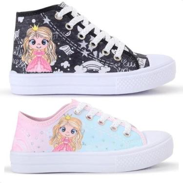 Imagem de Kit Combo 2 Pares Tênis Princesa Feminino Botinha e Cano Baixo - LUKYS