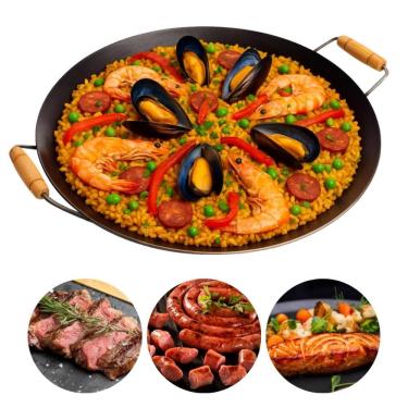 Imagem de Tacho Disco de Arado 40 cm Bifeteira Aço Carbono Com Cabo de Madeira Metalmig