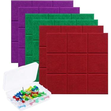 Imagem de Azulejos De Placa De Feltro Palace Grid Autoadesivos Com 35 Pinos, Quadro De Mensagens Quadro De Avisos (cor: Roxo), Purple, 30 x 30 cm