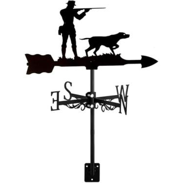 Imagem de Cata-vento De Caçador De Cata-vento & Cão Com Montagem No Telhado, Indicador De Direção Do Vento Para Decorações De Metal De Jardim De Caça De Caçador De Fazenda, Huntsman
