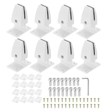 Imagem de PATIKIL Braçadeira de suporte para divisória de mesa de 7 x 4,3 x 9 cm, 8 peças de braçadeira de alumínio para divisória de mesa para painel de escritório e casa, branco