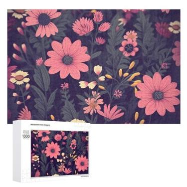 Imagem de Quebra-cabeça 500 peças personalizado flores padrão quebra-cabeça para adultos quebra-cabeça imagem de madeira quebra-cabeça desafiador com saco de armazenamento quebra-cabeça reunião familiar para