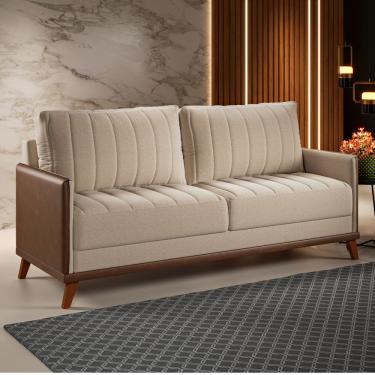 Imagem de Estofado Living Premium 2m 4 Lugares Laterais em Corano Linho Bronze/Durango