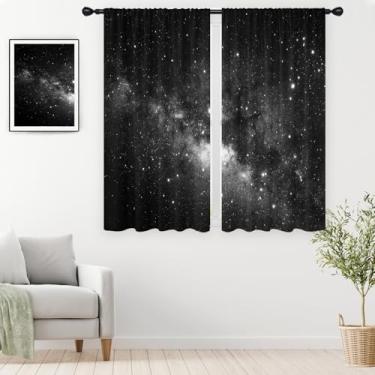 Imagem de EGLGCC Cortinas Galaxy Space Black Star Starry Dark Night Universe Fantasy Nebula Cool Boys 2 painéis 106 cm L x 153 cm C Cortina com bolso para varão, quarto, sala de estar, cortinas de janela