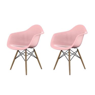 Imagem de Conjunto com 2 Cadeiras Eames Arm DSW Rosa e Madeira