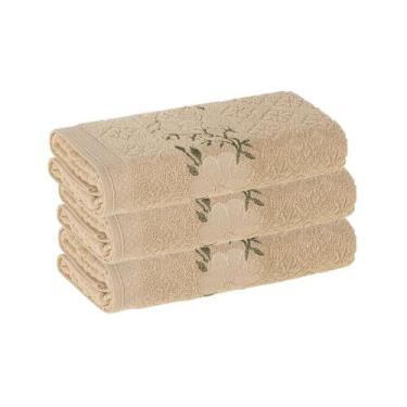 Imagem de Kit 3 Toalhas De Rosto Fio Cardado Yuna Karsten Com Toque Macio E Abso