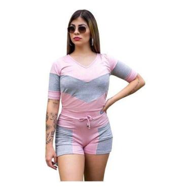 Imagem de Conjunto Feminino Blusa Shorts Blogueirinha Tendência Moda - Dona Moça