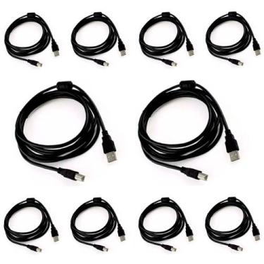 Imagem de Kit 10 Cabos De Impressora Usb 2.0 High Speed De 1.5 Metros - Hackz
