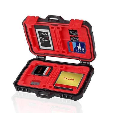 Imagem de Estojo Rígido Cartão de Memória 27 em 1 Impermeável Vermelho - WorldVi