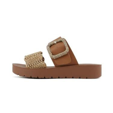 Imagem de Soda "Cactus" ~ Sandálias femininas de bico aberto com faixa de ráfia com fivela, Cognac Raffia, 34