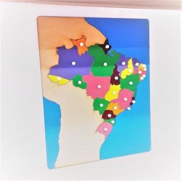 Imagem de Quebra-Cabeças Mapa do Brasil com Estados | Material Educativo Montessori | Feito sob Encomenda com Impressão 3D | Ensino Geografia Infantil