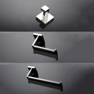 Imagem de Conjunto de banheiro de aço inoxidável polido - Toalheiro, porta-papel higiênico, saboneteira - Ferragens, conjunto de 3 peças