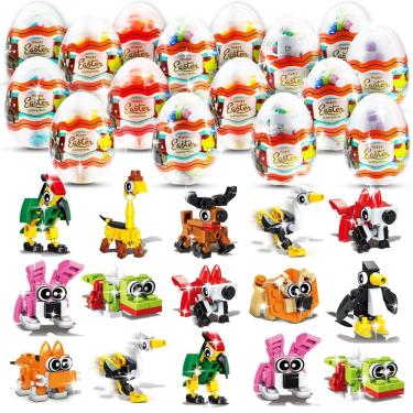 Imagem de Ovos de Páscoa pré-preenchidos Olganicor com blocos de animais florestais 3 em 1