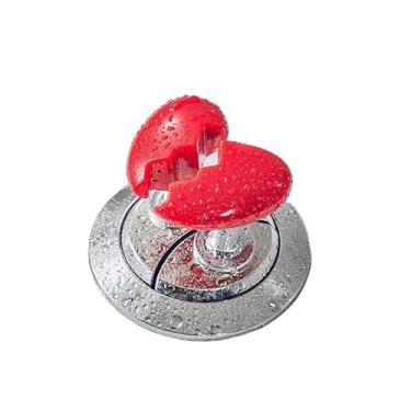 Imagem de Botão Descarga Coração Duplo Decorativo Descarga Sanitária Dupla Coração Partido Puxador Banheiro Salva Unhas Grandes(Vermelho)